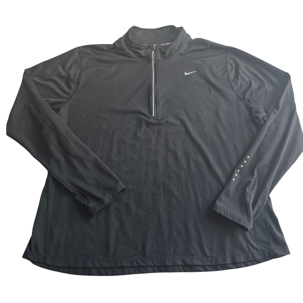 Nike Running Dri-FIT 1/4 Zip Pullover Black Women 2X Thumbhole Reflective Top